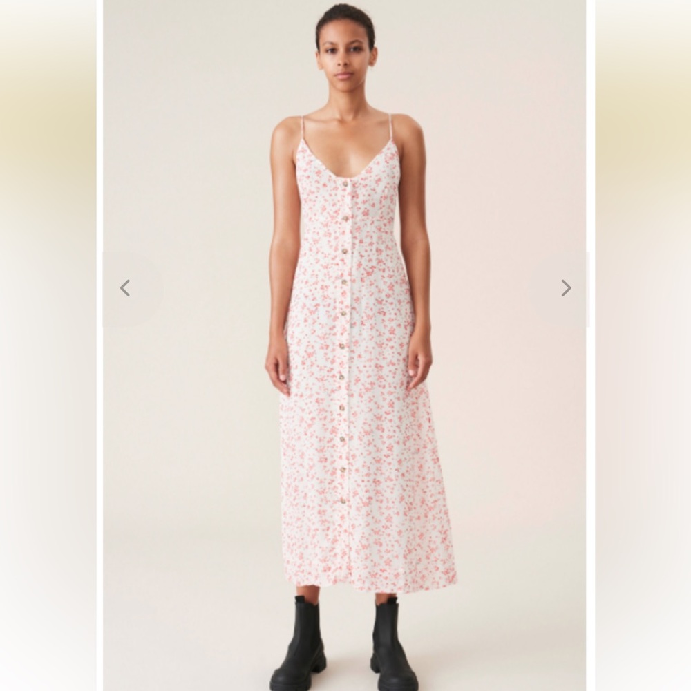 Ganni Georgette Button Up Maxi Dress in Calico Floral